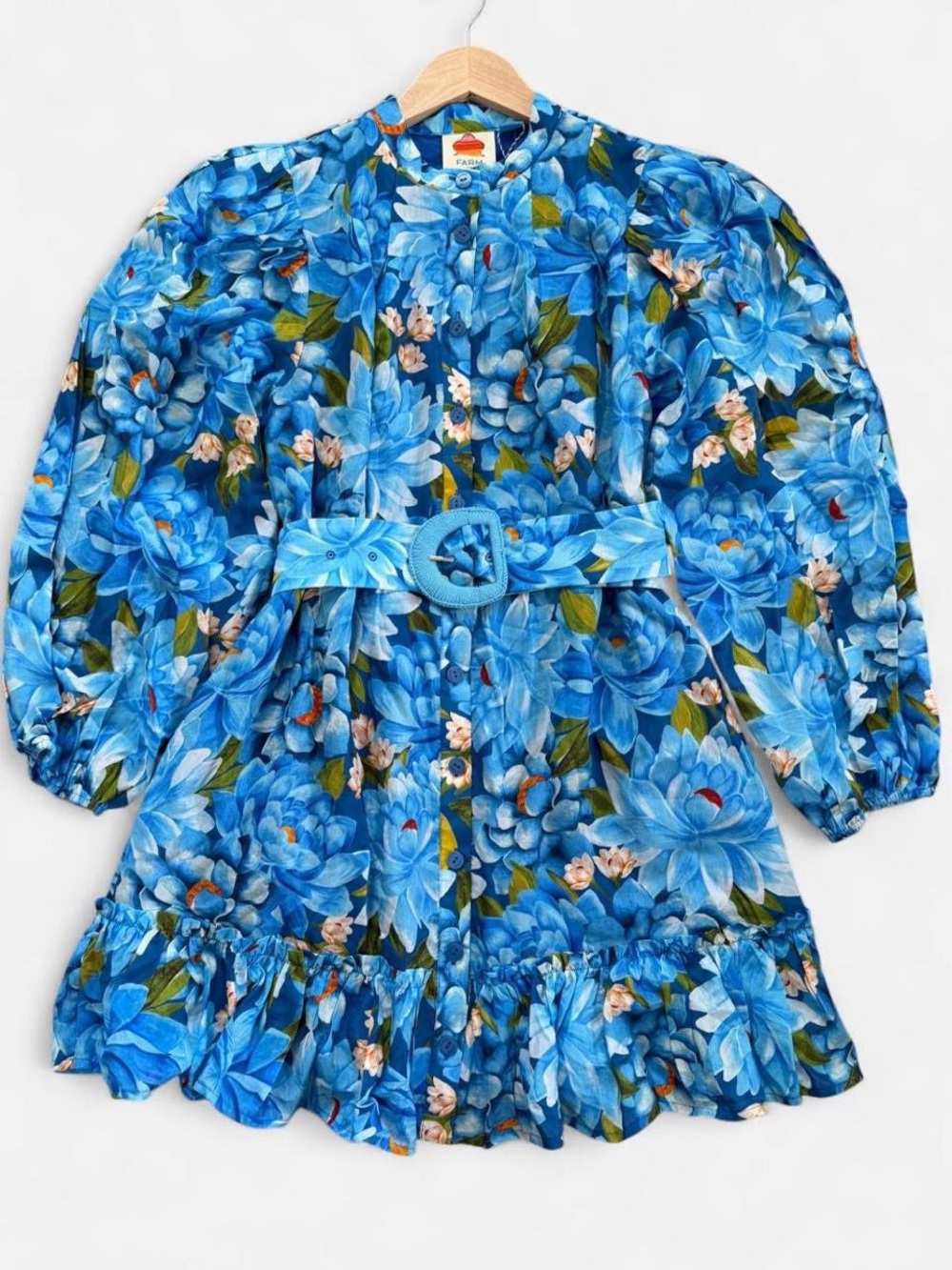 NWT FARM RIO x ANTHROPOLOGIE Long-Sleeve Mini Swing Dress - Picture 4 of 12